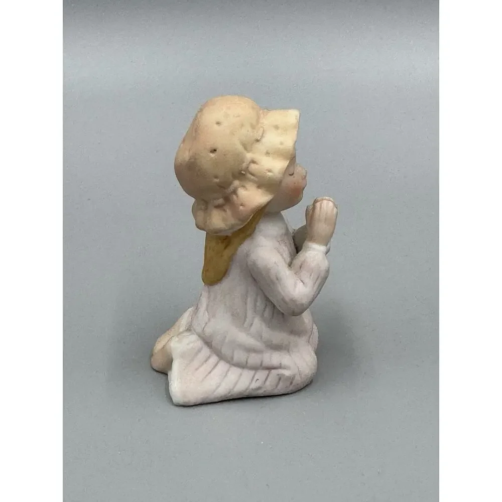 Vtg Holly Hobbie Praying Boy & Girl in Pajamas Mini 2.75” Ceramic Figurines